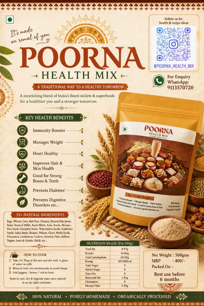 Poorna Health Mix - 35+ Natural Ingredients Poster