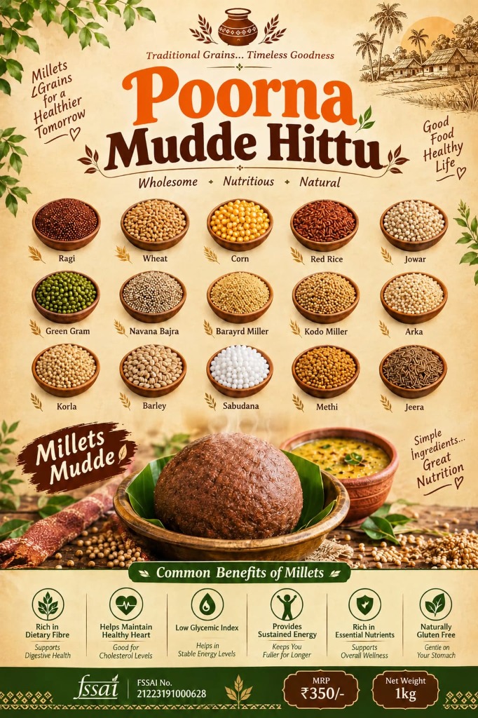 Poorna Mudde Hittu - Millets Mudde 1kg Poster